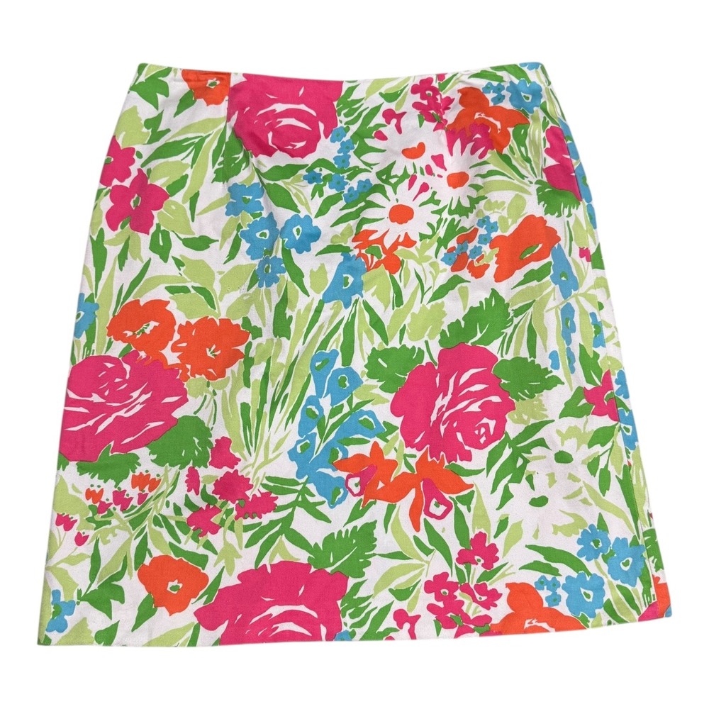 Lauren Ralph Lauren Floral Multicolor Pencil A Line Cotton Blend Skirt Women's 6